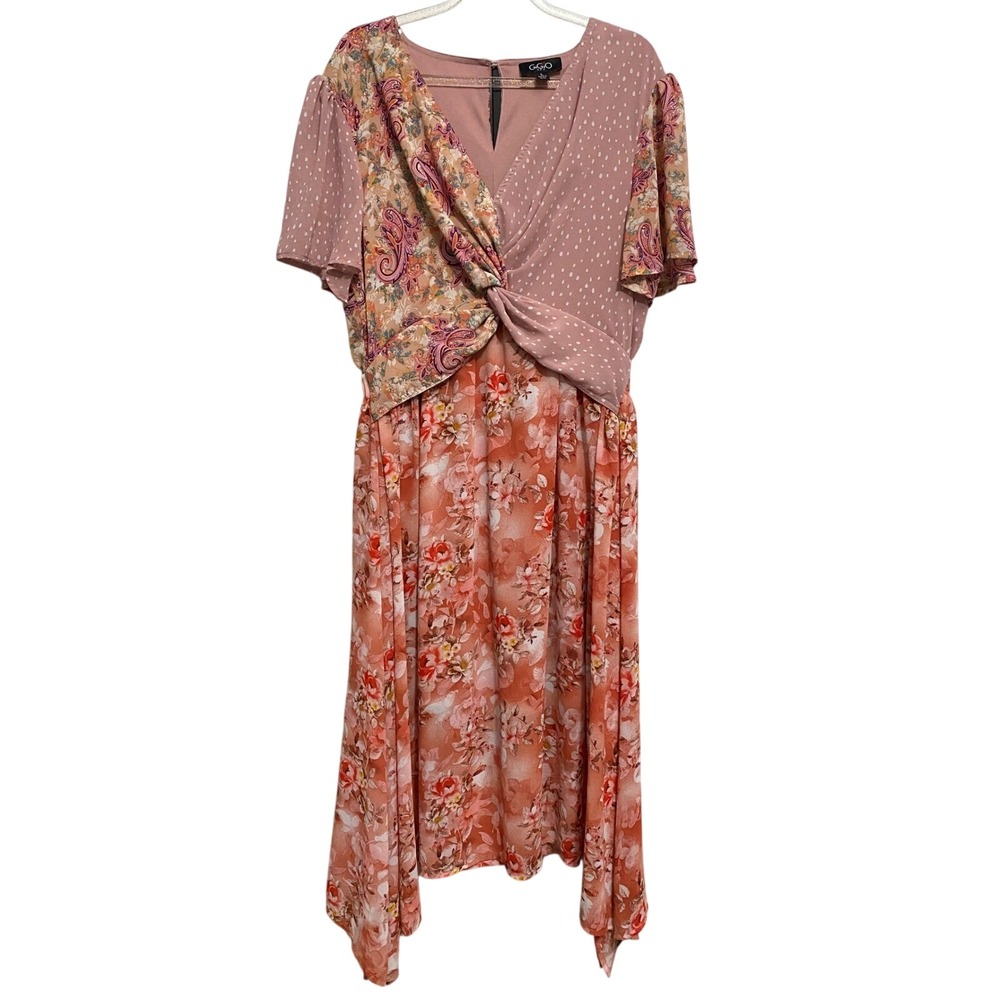 Women's Whimsical Floral Patchwork Cottagecore Coquette Dress L Fairy Feminine